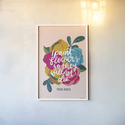 Frida Kahlo II by Becky Thorns. shown as a paper print in a white frame. Available as a archival giclee rolled canvas, fine art paper, or poster print. SKU 67920h.