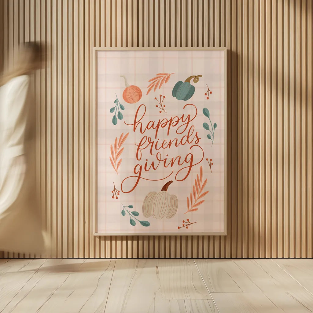 Friendsgiving II by Becky Thorns. shown as over sized large wall art. Available as an archival giclee rolled canvas, fine art paper, or poster print. SKU 80044h.