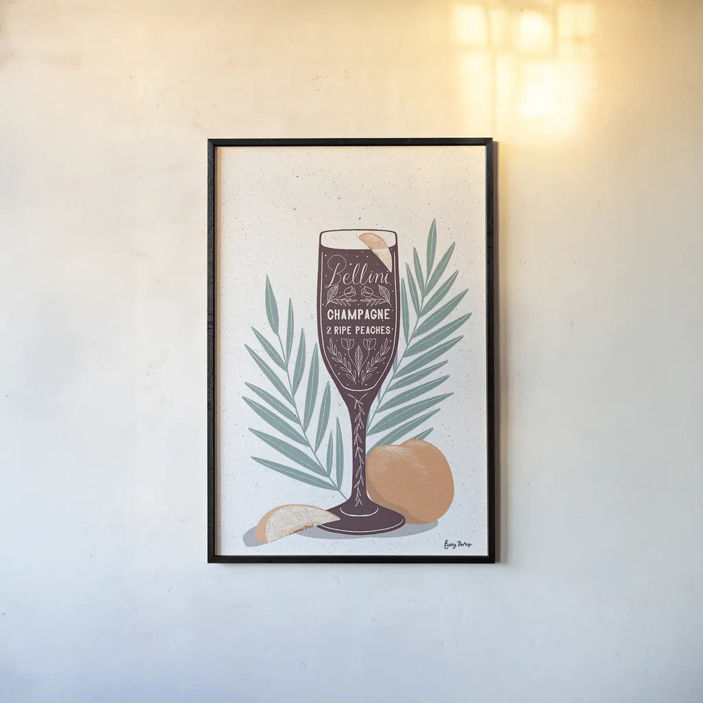 Fruity Cocktails I by Becky Thorns. shown as a paper print in a black flame. Available as a archival giclee rolled canvas, fine art paper, or poster print. SKU 58886h.