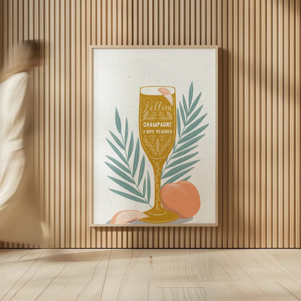 Fruity Cocktails I Mustard by Becky Thorns. shown as over sized large wall art. Available as an archival giclee rolled canvas, fine art paper, or poster print. SKU 59460h.
