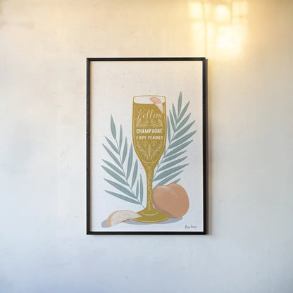 Fruity Cocktails I Mustard by Becky Thorns. shown as a paper print in a black flame. Available as a archival giclee rolled canvas, fine art paper, or poster print. SKU 59460h.