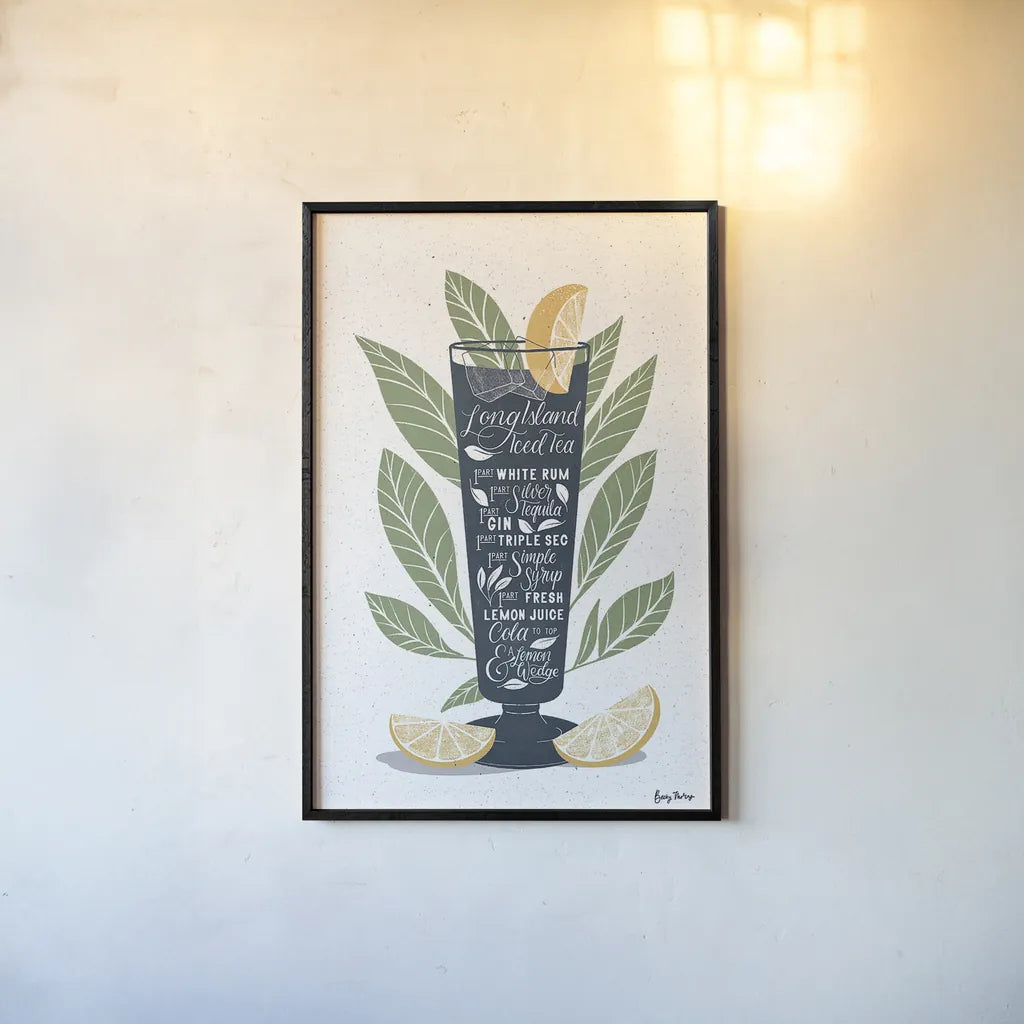 Fruity Cocktails II by Becky Thorns. shown as a paper print in a black flame. Available as a archival giclee rolled canvas, fine art paper, or poster print. SKU 58887h.