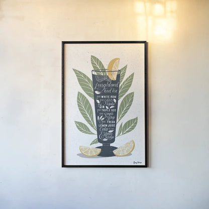 Fruity Cocktails II by Becky Thorns. shown as a paper print in a black flame. Available as a archival giclee rolled canvas, fine art paper, or poster print. SKU 58887h.