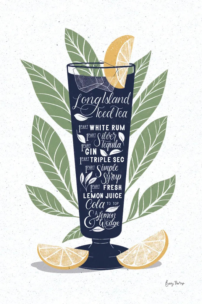Fruity Cocktails II Navy by Becky Thorns. SKU 59461h. Archival Giclee Fine art print for wall decor.