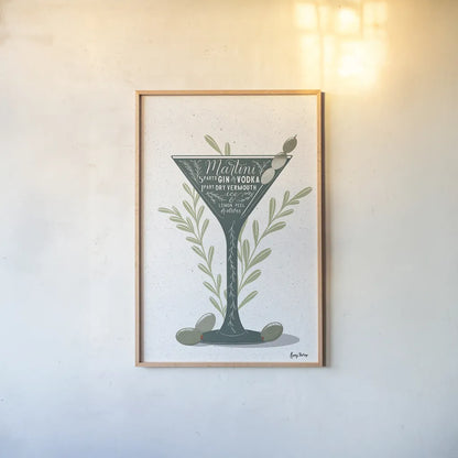 Fruity Cocktails III by Becky Thorns. shown as a paper print in a natural frame. Available as a archival giclee rolled canvas, fine art paper, or poster print. SKU 58888h.