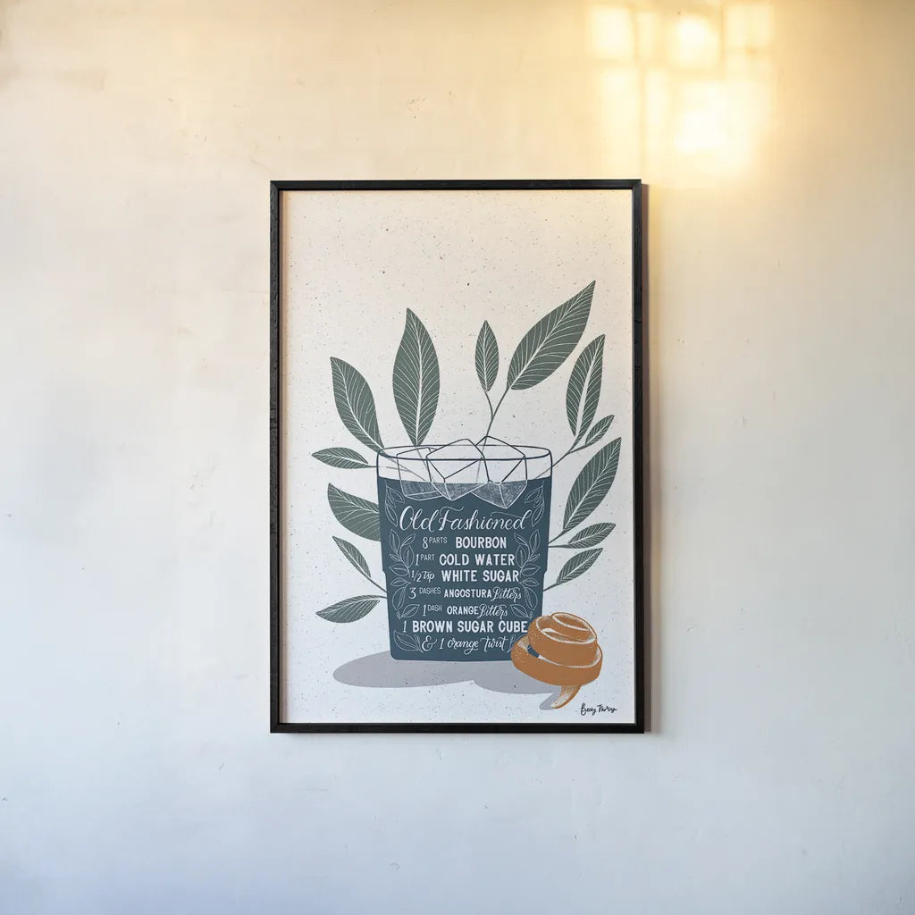 Fruity Cocktails IV by Becky Thorns. shown as a paper print in a black flame. Available as a archival giclee rolled canvas, fine art paper, or poster print. SKU 58889h.