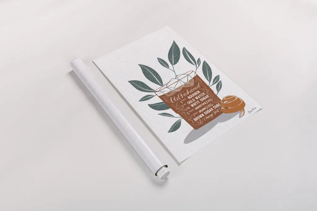 Fruity Cocktails IV Rust by Becky Thorns. shown as a rolled paper print. Available as archival giclee rolled canvas, fine art paper, or poster print. SKU 59462h.