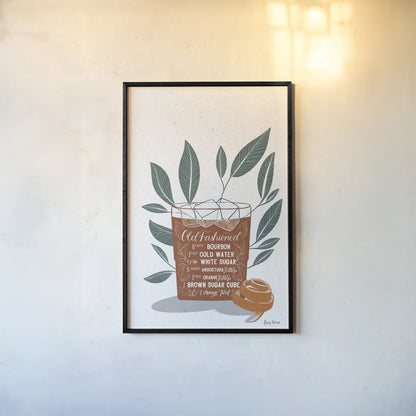 Fruity Cocktails IV Rust by Becky Thorns. shown as a paper print in a black flame. Available as a archival giclee rolled canvas, fine art paper, or poster print. SKU 59462h.