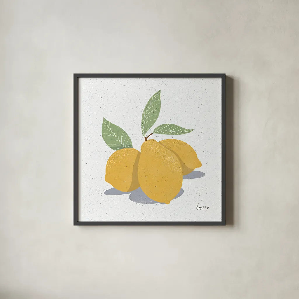 Fruity Cocktails V by Becky Thorns. Shown in a sleek black glass frame for a contemporary gallery look. Available as an archival giclee rolled canvas, fine art paper, or poster print. SKU 58890a.