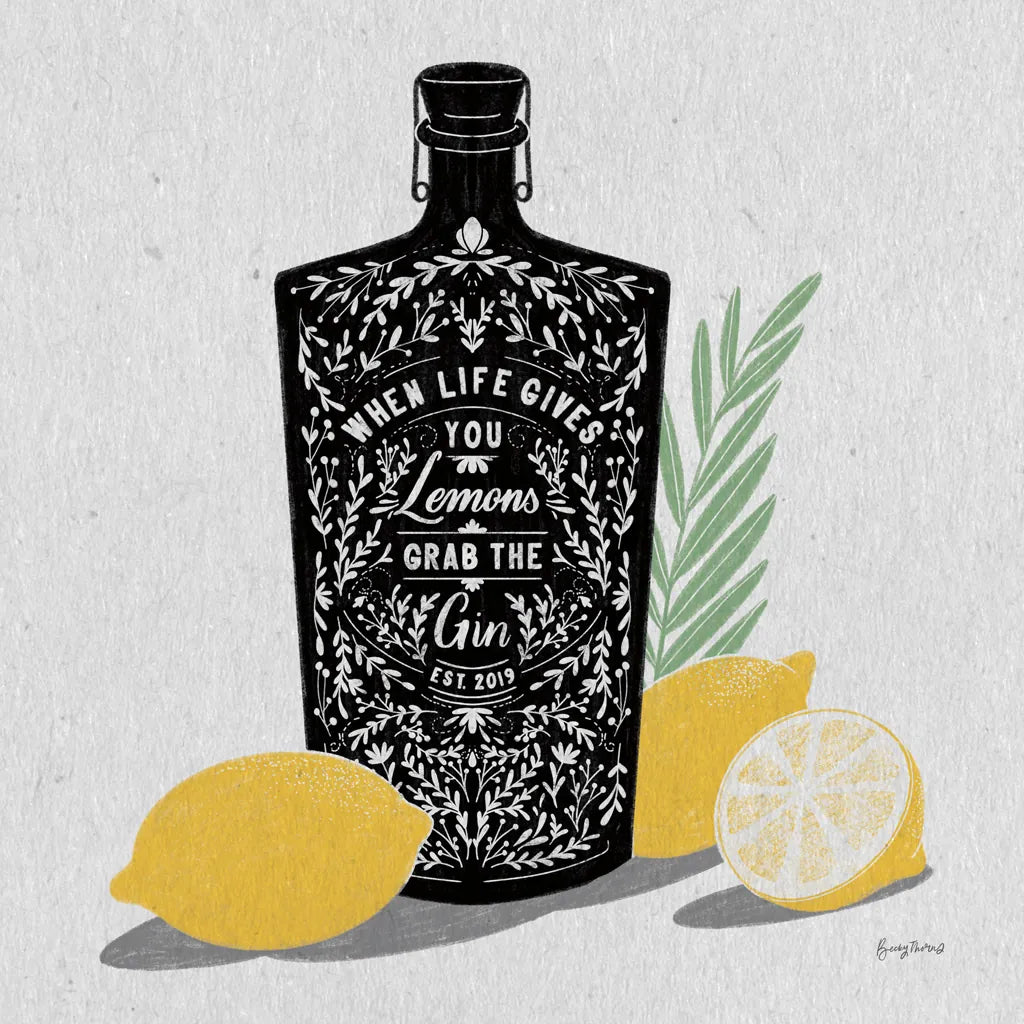 Fruity Spirits Gin by Becky Thorns. SKU 54988a. Archival Giclee Fine art print for wall decor.