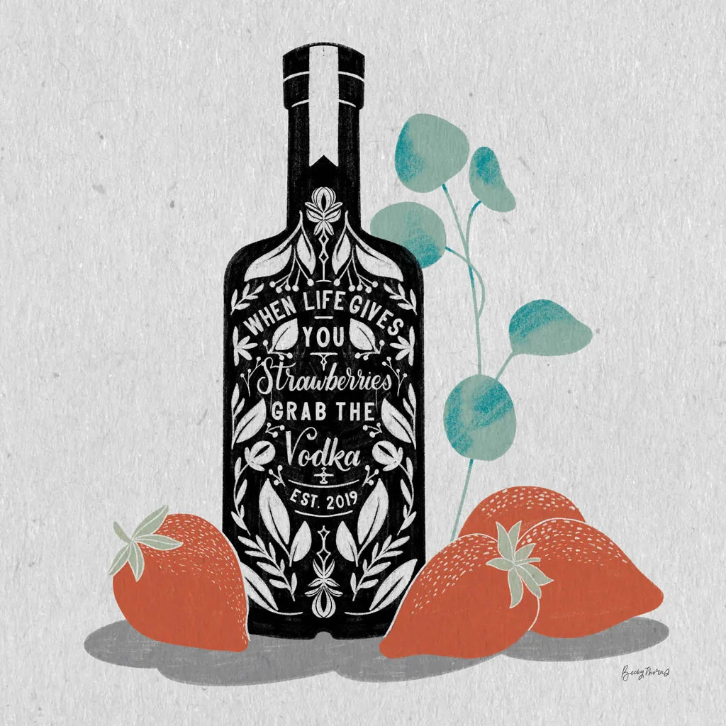 Fruity Spirits Vodka by Becky Thorns. SKU 54991a. Archival Giclee Fine art print for wall decor.