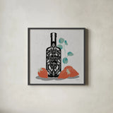Fruity Spirits Vodka by Becky Thorns. Shown in a sleek black glass frame for a contemporary gallery look. Available as an archival giclee rolled canvas, fine art paper, or poster print. SKU 54991a.