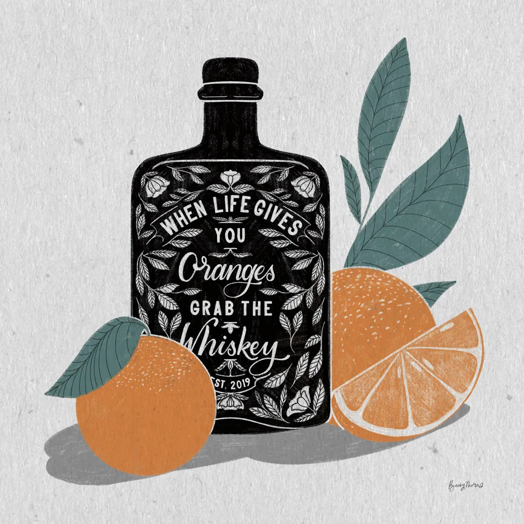 Fruity Spirits Whiskey by Becky Thorns. SKU 54989a. Archival Giclee Fine art print for wall decor.