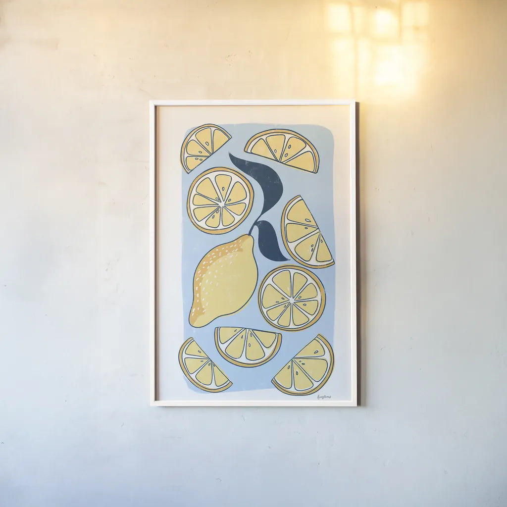 Fun Foodie I by Becky Thorns. shown as a paper print in a white frame. Available as a archival giclee rolled canvas, fine art paper, or poster print. SKU 96731h.