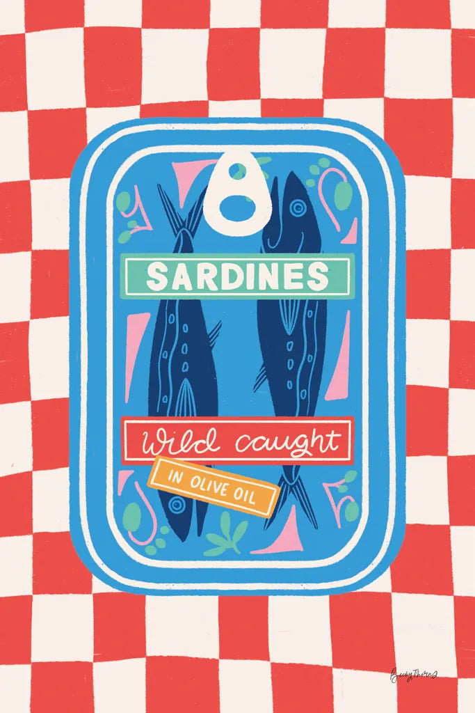 Fun Sardines I by Becky Thorns. SKU 103712h. Archival Giclee Fine art print for wall decor.