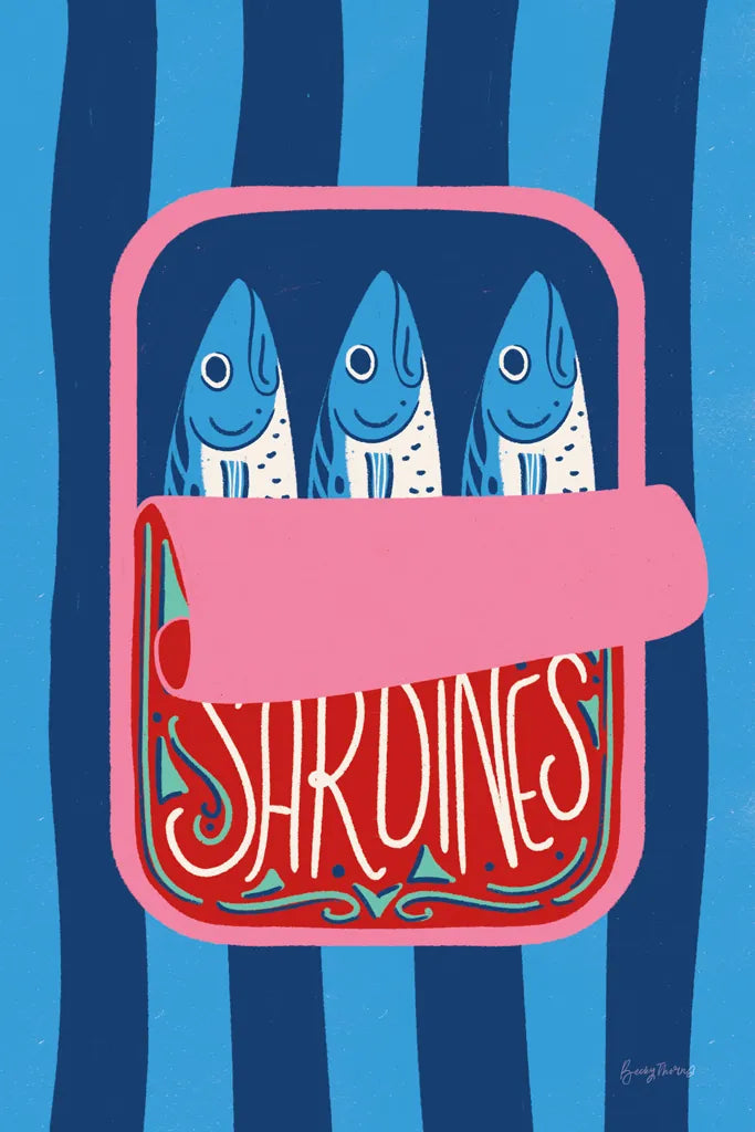 Fun Sardines II by Becky Thorns. SKU 103713h. Archival Giclee Fine art print for wall decor.
