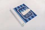 Fun Sardines II Blue by Becky Thorns. shown as a rolled paper print. Available as archival giclee rolled canvas, fine art paper, or poster print. SKU 103709h.