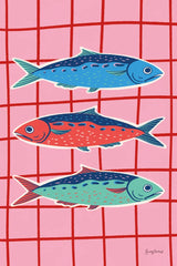 Fun Sardines III by Becky Thorns. SKU 103714h. Archival Giclee Fine art print for wall decor.