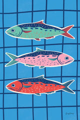 Fun Sardines IV by Becky Thorns. SKU 103711h. Archival Giclee Fine art print for wall decor.