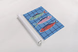 Fun Sardines IV by Becky Thorns. shown as a rolled paper print. Available as archival giclee rolled canvas, fine art paper, or poster print. SKU 103711h.
