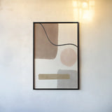 Geo Abstract I Neutral Pink by Becky Thorns. shown as a paper print in a black flame. Available as a archival giclee rolled canvas, fine art paper, or poster print. SKU 67077h.