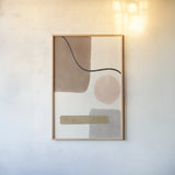 Geo Abstract I Neutral Pink by Becky Thorns. shown as a paper print in a natural frame. Available as a archival giclee rolled canvas, fine art paper, or poster print. SKU 67077h.