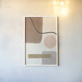 Geo Abstract I Neutral Pink by Becky Thorns. shown as a paper print in a white frame. Available as a archival giclee rolled canvas, fine art paper, or poster print. SKU 67077h.