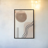 Geo Abstract II Neutral Pink by Becky Thorns. shown as a paper print in a black flame. Available as a archival giclee rolled canvas, fine art paper, or poster print. SKU 67078h.