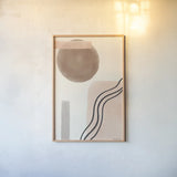 Geo Abstract II Neutral Pink by Becky Thorns. shown as a paper print in a natural frame. Available as a archival giclee rolled canvas, fine art paper, or poster print. SKU 67078h.