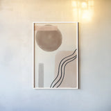 Geo Abstract II Neutral Pink by Becky Thorns. shown as a paper print in a white frame. Available as a archival giclee rolled canvas, fine art paper, or poster print. SKU 67078h.