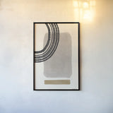 Geo Abstract III Neutral Pink by Becky Thorns. shown as a paper print in a black flame. Available as a archival giclee rolled canvas, fine art paper, or poster print. SKU 67079h.