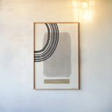 Geo Abstract III Neutral Pink by Becky Thorns. shown as a paper print in a natural frame. Available as a archival giclee rolled canvas, fine art paper, or poster print. SKU 67079h.
