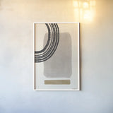 Geo Abstract III Neutral Pink by Becky Thorns. shown as a paper print in a white frame. Available as a archival giclee rolled canvas, fine art paper, or poster print. SKU 67079h.