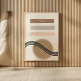 Geo Abstract IV Neutral Pink by Becky Thorns. shown as over sized large wall art. Available as an archival giclee rolled canvas, fine art paper, or poster print. SKU 67080h.