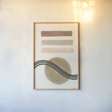 Geo Abstract IV Neutral Pink by Becky Thorns. shown as a paper print in a natural frame. Available as a archival giclee rolled canvas, fine art paper, or poster print. SKU 67080h.