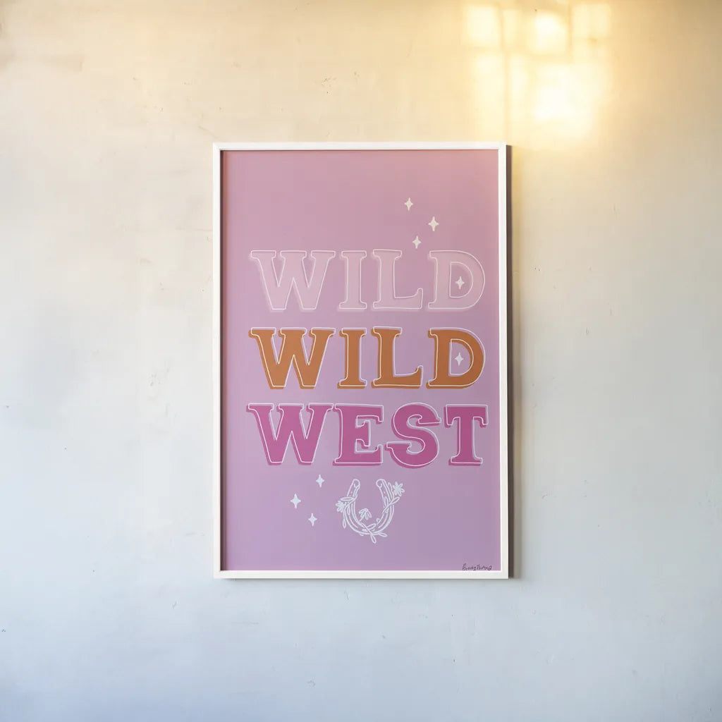 Glam Cowgirl I by Becky Thorns. shown as a paper print in a white frame. Available as a archival giclee rolled canvas, fine art paper, or poster print. SKU 90056h.