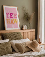 Glam Cowgirl II by Becky Thorns. shown as a paper print in a natural frame. Available as a archival giclee rolled canvas, fine art paper, or poster print. SKU 90057h.