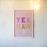 Glam Cowgirl II by Becky Thorns. shown as a paper print in a white frame. Available as a archival giclee rolled canvas, fine art paper, or poster print. SKU 90057h.