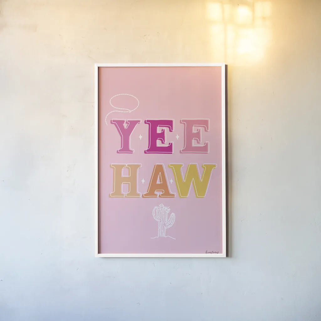 Glam Cowgirl II by Becky Thorns. shown as a paper print in a white frame. Available as a archival giclee rolled canvas, fine art paper, or poster print. SKU 90057h.