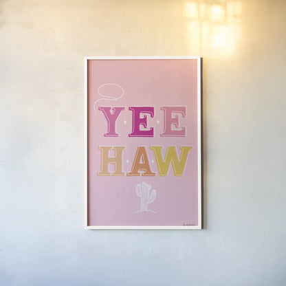 Glam Cowgirl II by Becky Thorns. shown as a paper print in a white frame. Available as a archival giclee rolled canvas, fine art paper, or poster print. SKU 90057h.