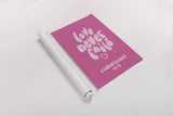 Good Word I Pink by Becky Thorns. shown as a rolled paper print. Available as archival giclee rolled canvas, fine art paper, or poster print. SKU 97020h.