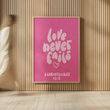 Good Word I Pink by Becky Thorns. shown as over sized large wall art. Available as an archival giclee rolled canvas, fine art paper, or poster print. SKU 97020h.