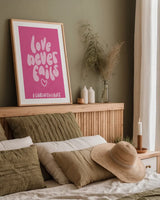 Good Word I Pink by Becky Thorns. shown as a paper print in a natural frame. Available as a archival giclee rolled canvas, fine art paper, or poster print. SKU 97020h.