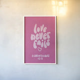 Good Word I Pink by Becky Thorns. shown as a paper print in a white frame. Available as a archival giclee rolled canvas, fine art paper, or poster print. SKU 97020h.