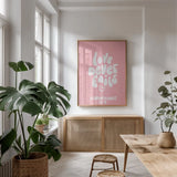 Good Words I by Becky Thorns. shown as a print in a natural wood frame in a dining room. Available as a archival giclee rolled canvas, fine art paper, or poster print. SKU 83994h.