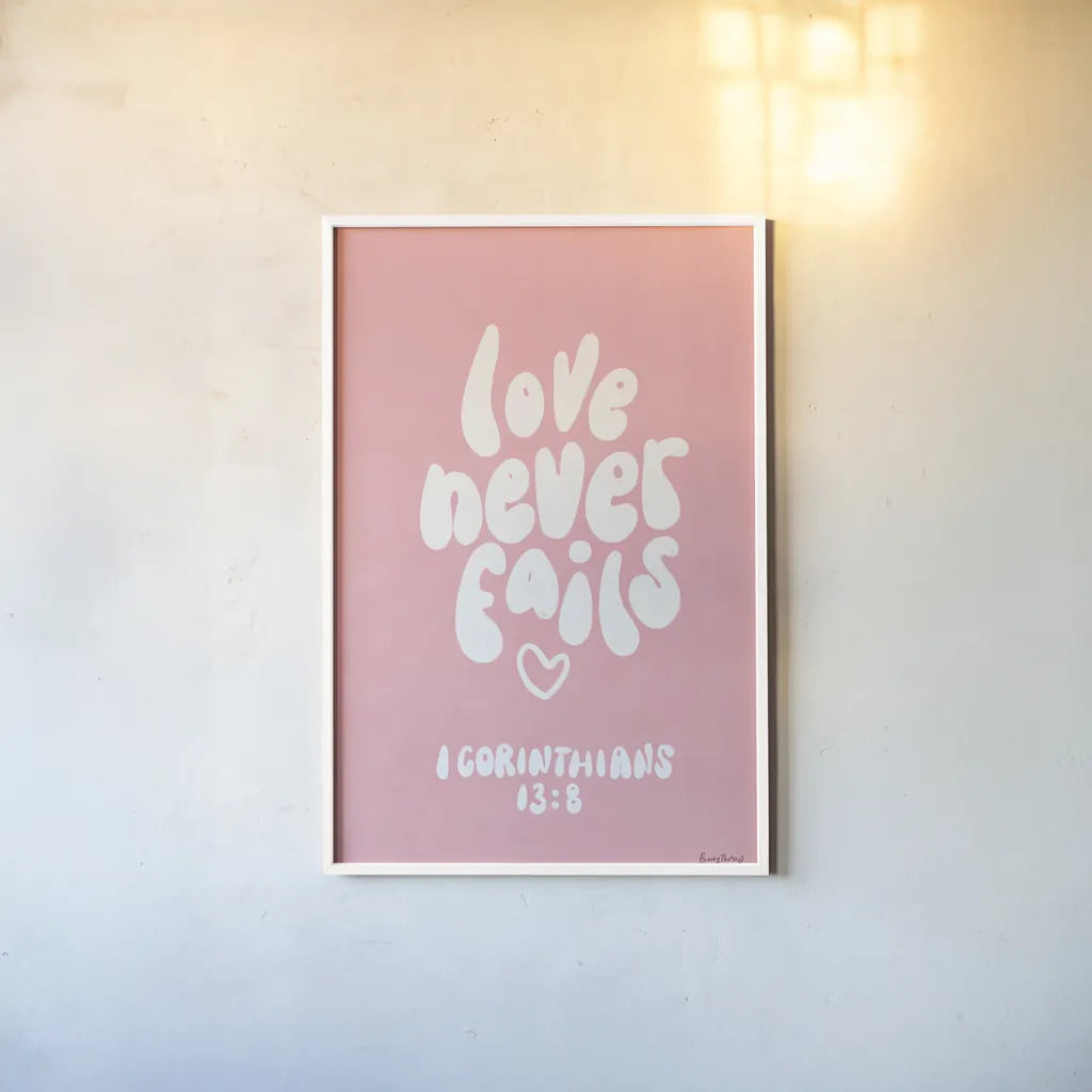 Good Words I by Becky Thorns. shown as a paper print in a white frame. Available as a archival giclee rolled canvas, fine art paper, or poster print. SKU 83994h.