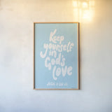 Good Words II by Becky Thorns. shown as a paper print in a natural frame. Available as a archival giclee rolled canvas, fine art paper, or poster print. SKU 83995h.