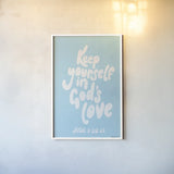 Good Words II by Becky Thorns. shown as a paper print in a white frame. Available as a archival giclee rolled canvas, fine art paper, or poster print. SKU 83995h.