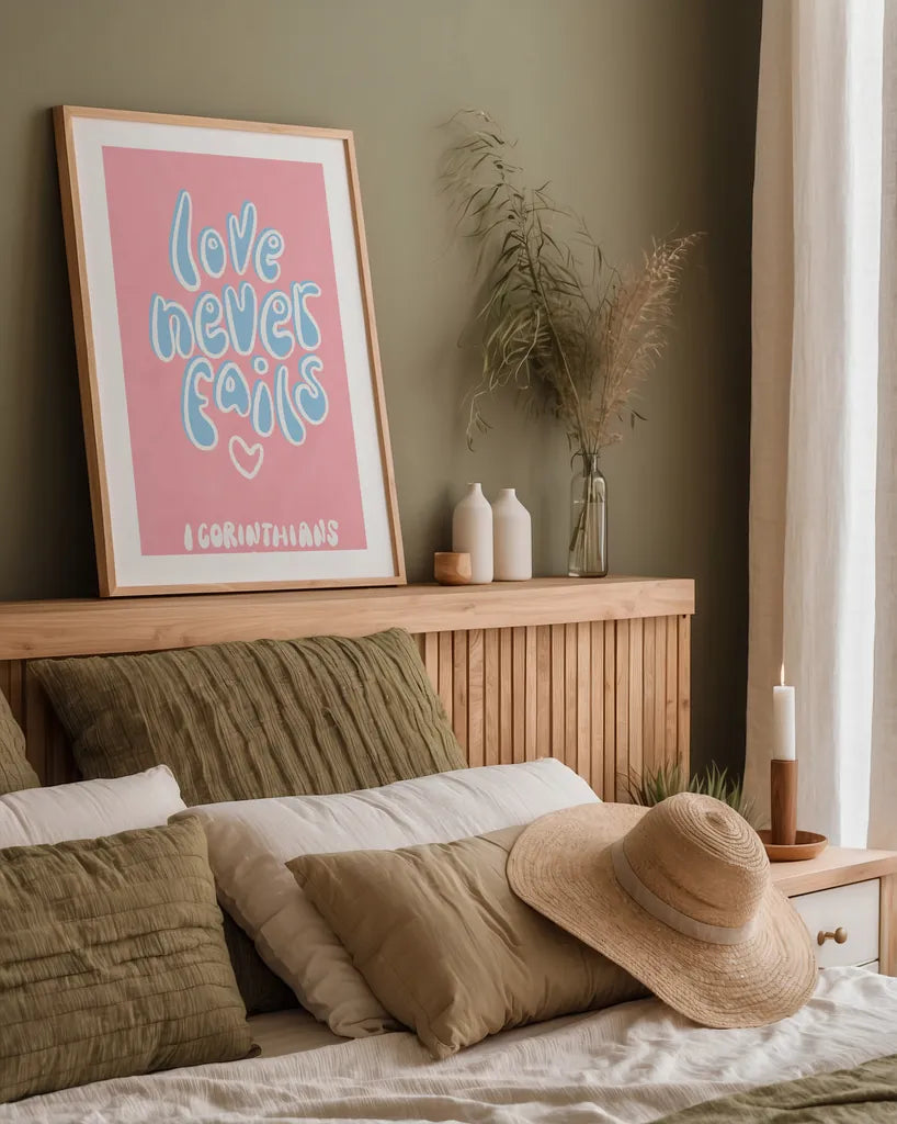 Good Words III by Becky Thorns. shown as a paper print in a natural frame. Available as a archival giclee rolled canvas, fine art paper, or poster print. SKU 83996h.