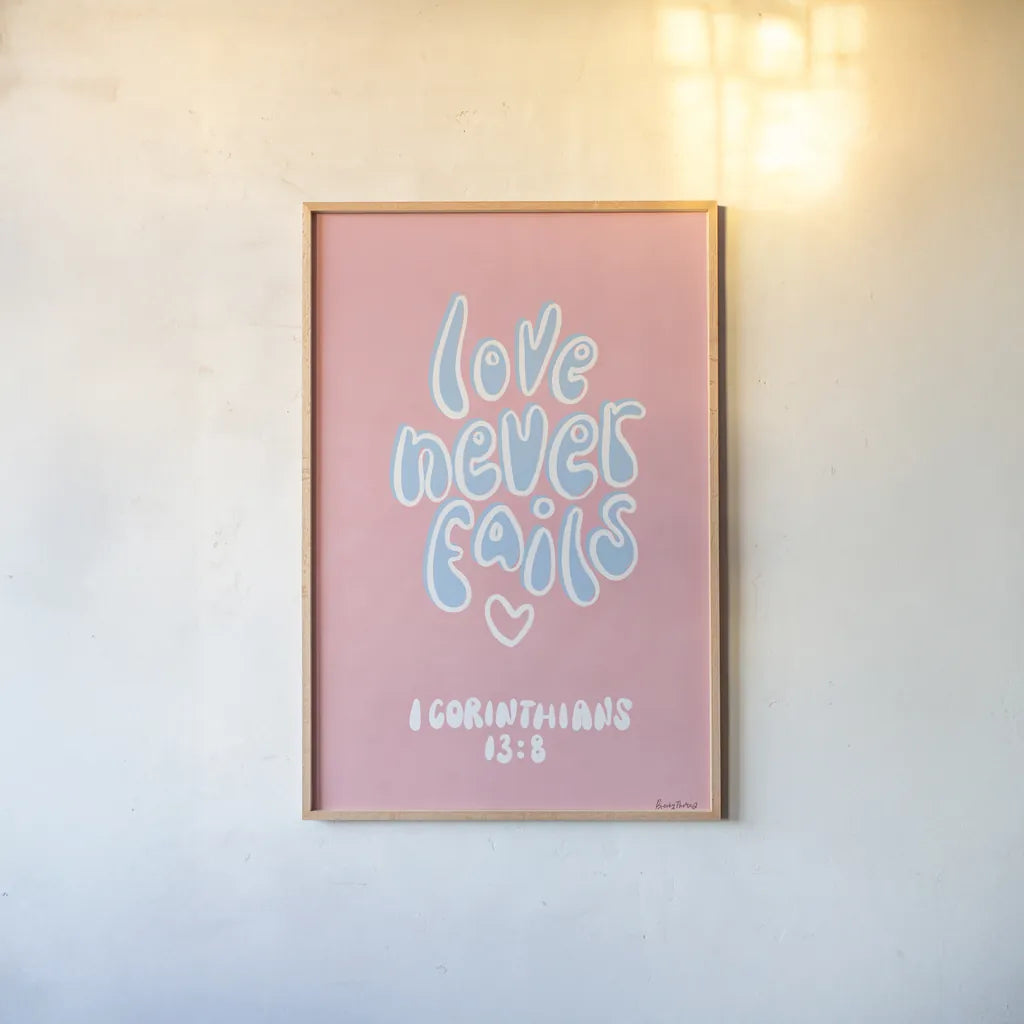 Good Words III by Becky Thorns. shown as a paper print in a natural frame. Available as a archival giclee rolled canvas, fine art paper, or poster print. SKU 83996h.